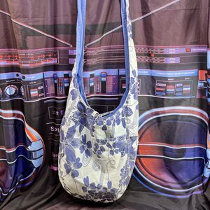 Bohemian Beach Bag Canvas Cotton Floral Boho Crossbody Shoulder Bag